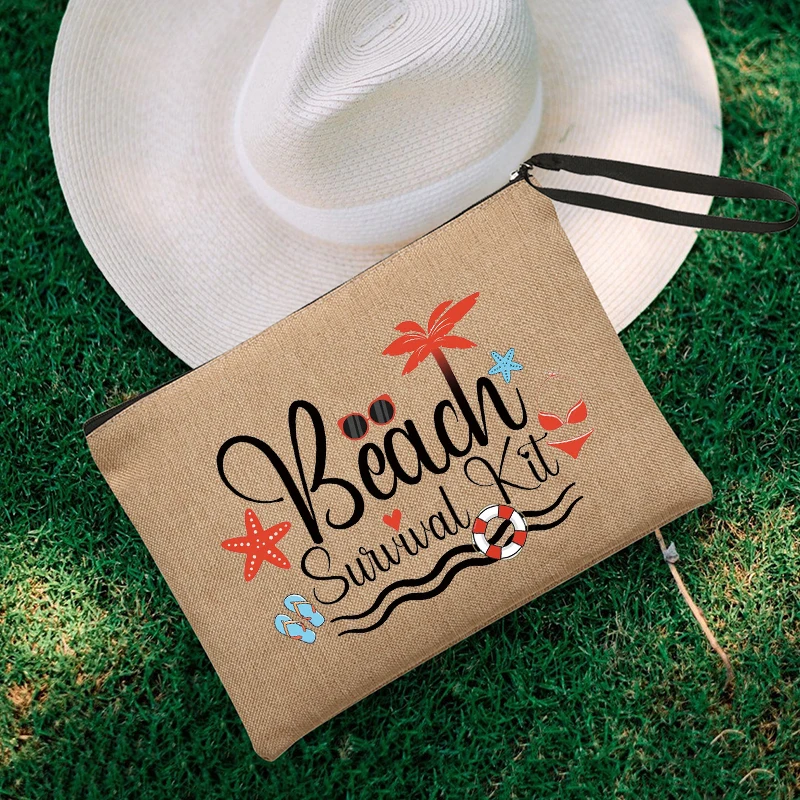

Funny Beach Survival Kit Birthday Gifts for Women Friend - Makeup Bag Travel Case Sister Cosmetic Bag Gifts Retirement Present