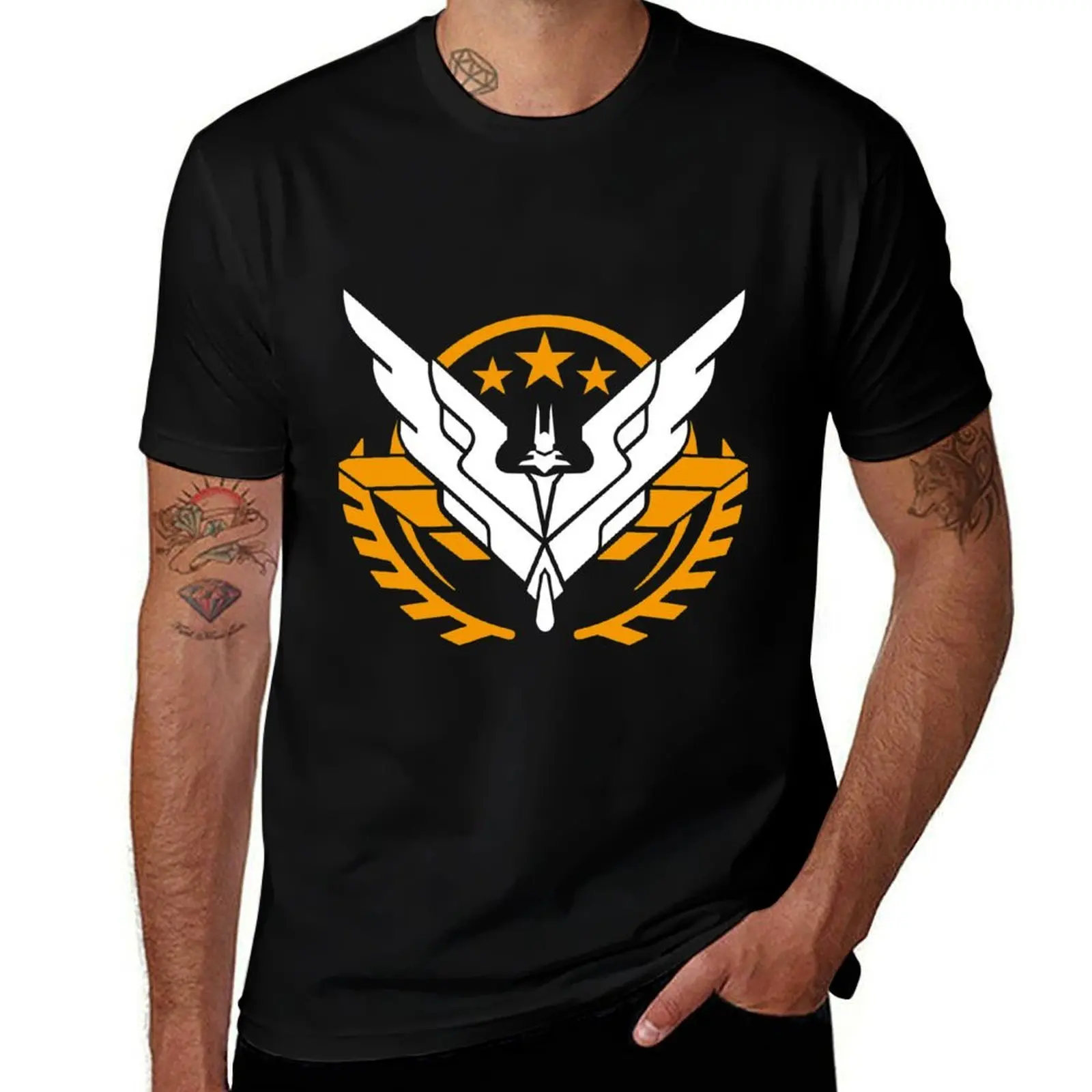 Elite: Dangerous- Triple Elite decal T-Shirt Non-Shrink Basic Cotton T-Shirt