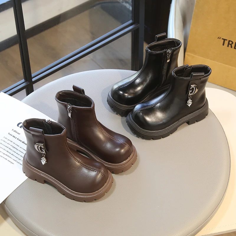 

Children Fashion Ankle Boots for Girls 2025 Autumn New Korean Style Soft Bottom Anti-slippery Versatile Princess Britain Shoes