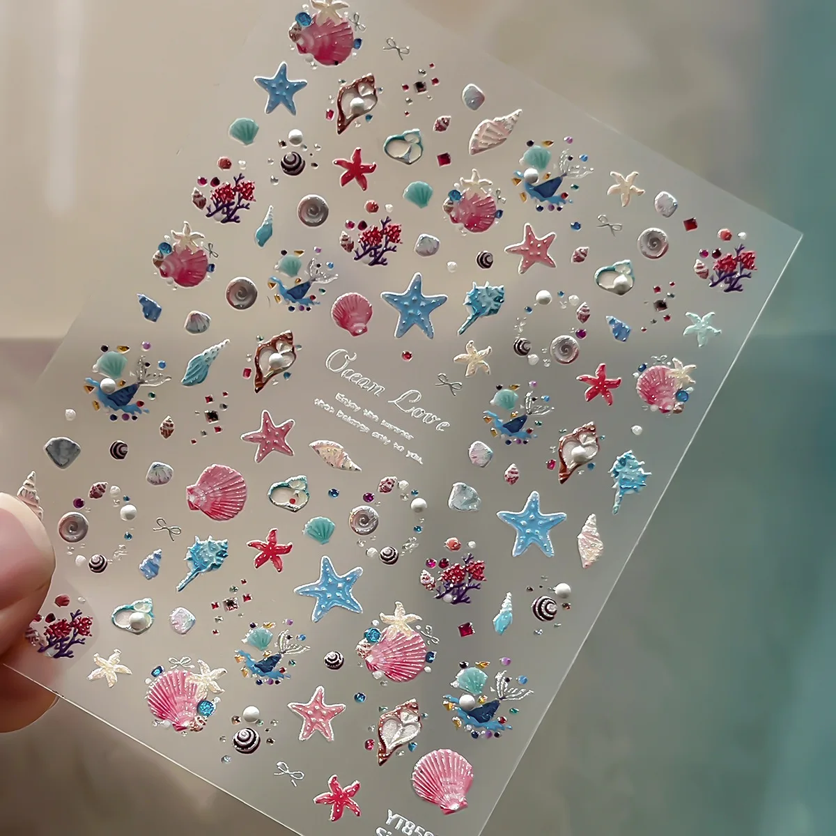 Kawaii 2PCS/Pack Ocean Starfish Shell Holographic Nail Stickers DIY Scrapbook Sticker For Journal Phone Decorative Sticker