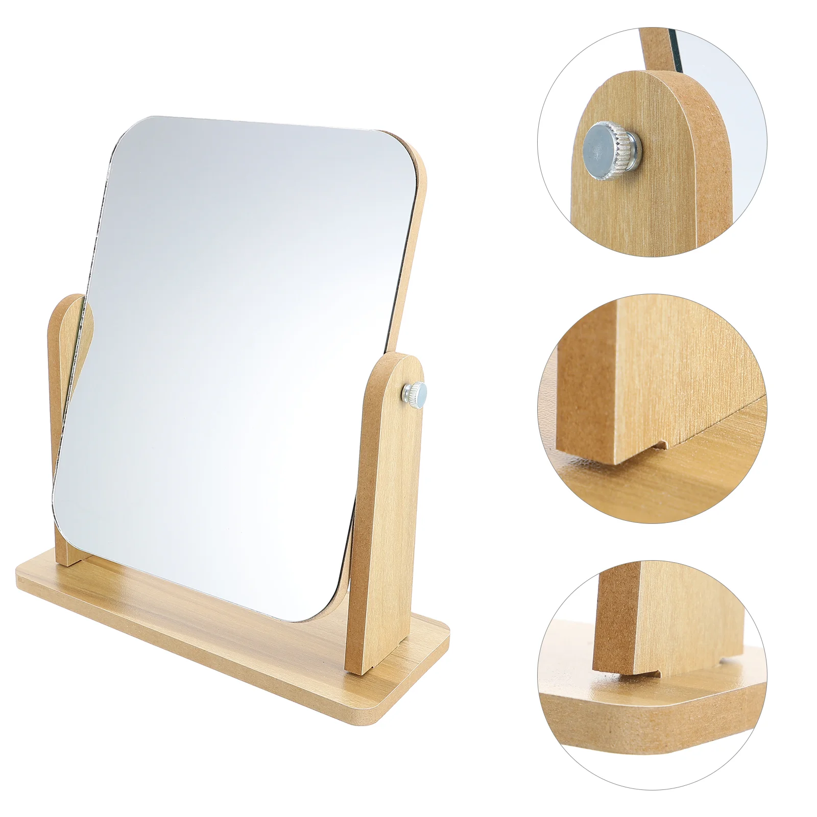 Desktop Vanity Mirror Tabletop Makeup with Stand Square Home Swivel Jewelry Shop Women Mirrors