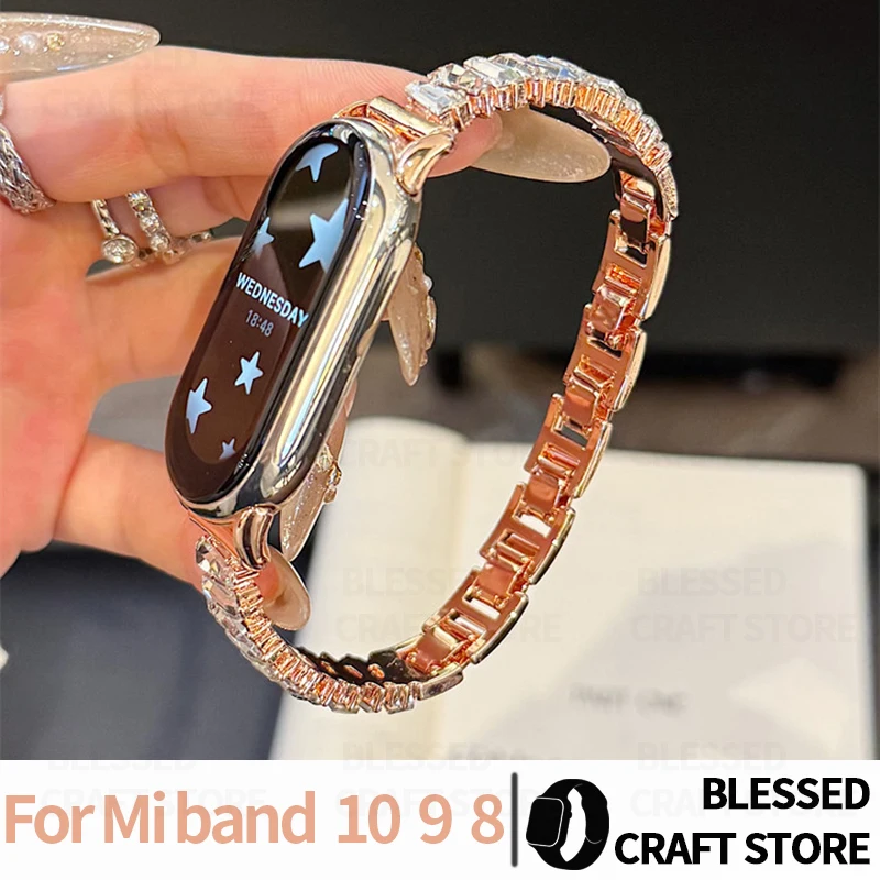 Irregular Diamond Metal Strap for Redmi Watch 4 5 6 Slim Women Wristband for Xiaomi Mi Band 8 9 10 8Pro 9Pro Correa 18 20mm 22mm