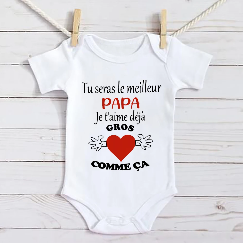 You Will Be The Best Dad I Love You Print Newborn Bodysuit French Baby Romper Infant Short Sleeve Jumpsuit Toddler Play Clothes