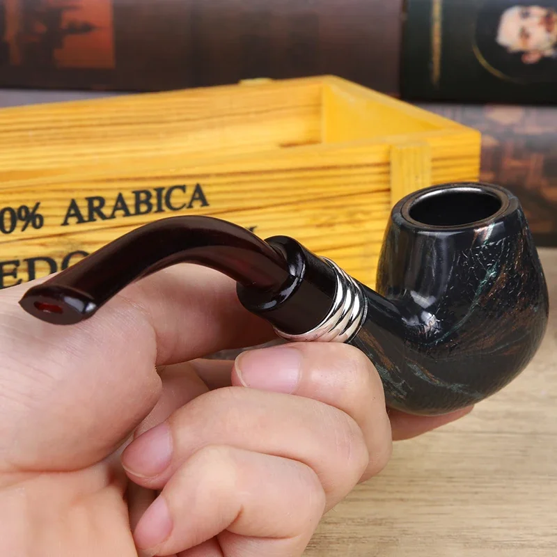 New Resin Wood Smoking Pipe Snake Scale Bent Pipes Chimney Glown Tobacco Pipe Tube Cigar Grinder Smoke For Men\'s Gifts Smoking