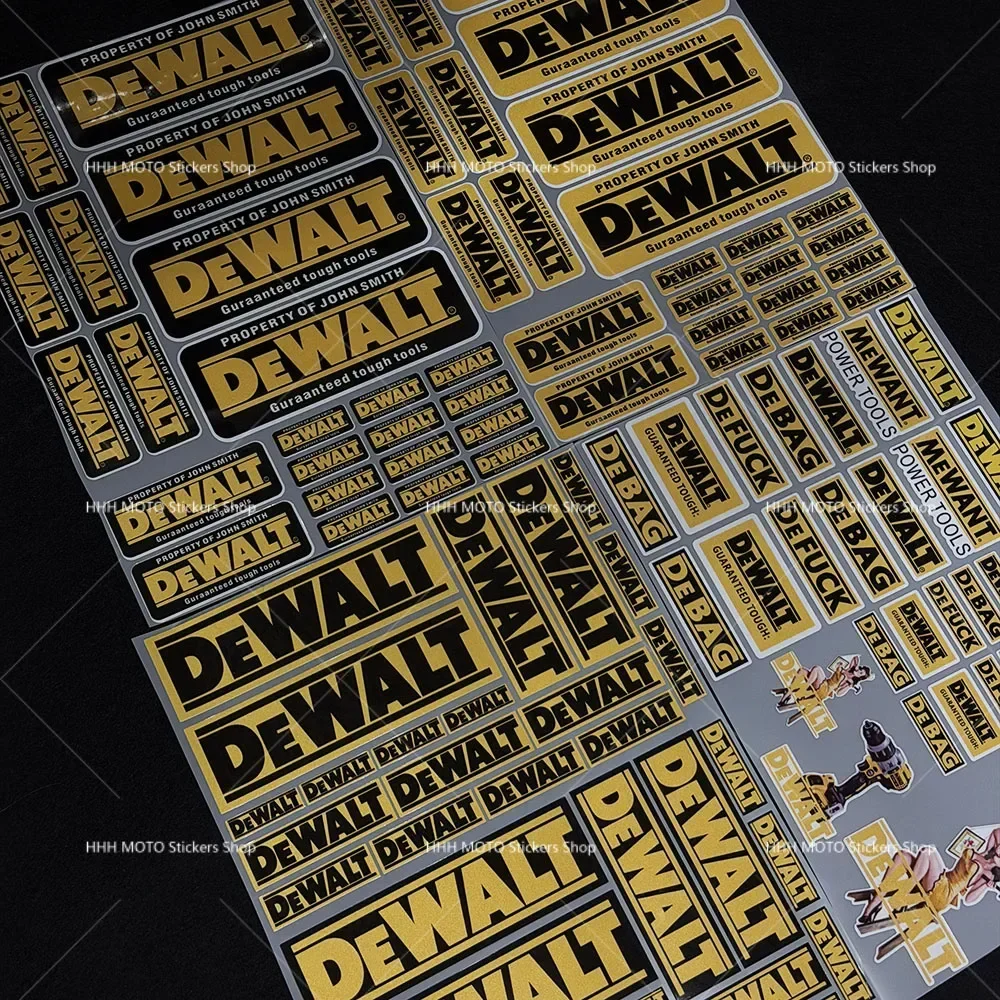 1/2 Set DEWALT Wasserdichte Vinyl-Aufkleber, Langlebige Selbstklebende Logo-Sticker für Werkzeugkasten, LKW, Motorrad, Auto-Modifikation – Detail 4