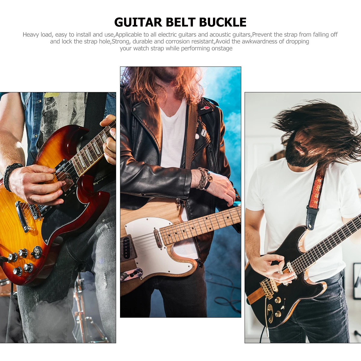 

24 Pcs Guitar Accessories Waist Belt Screw Bolt Buckle with Lock Non-slip Tail Nail Metal Button Fixator