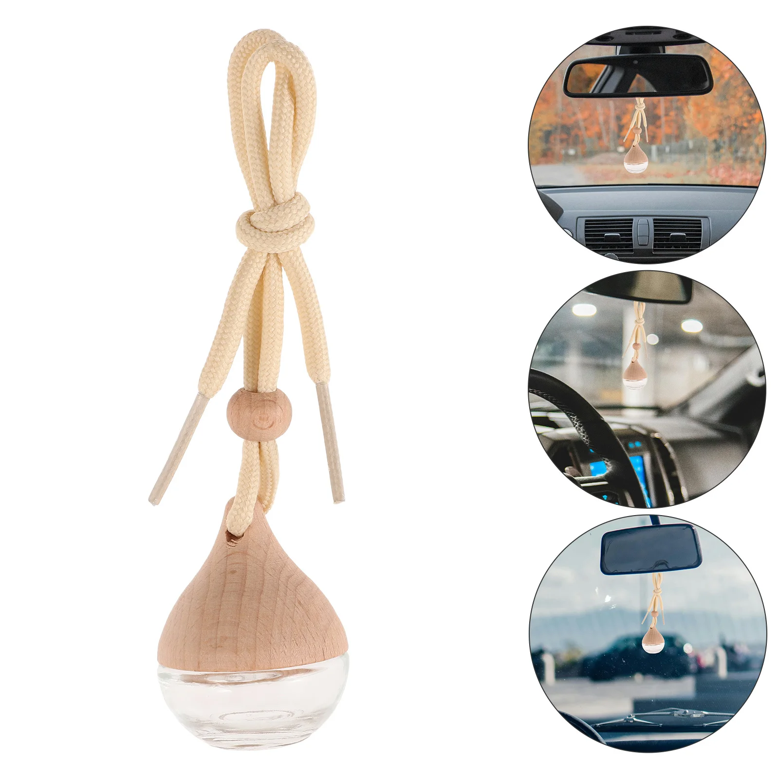 

2Pcs Glass Bottle Pendant Refillable Car Air Freshener Essential Oil Diffuser for Car Interior Home and Office