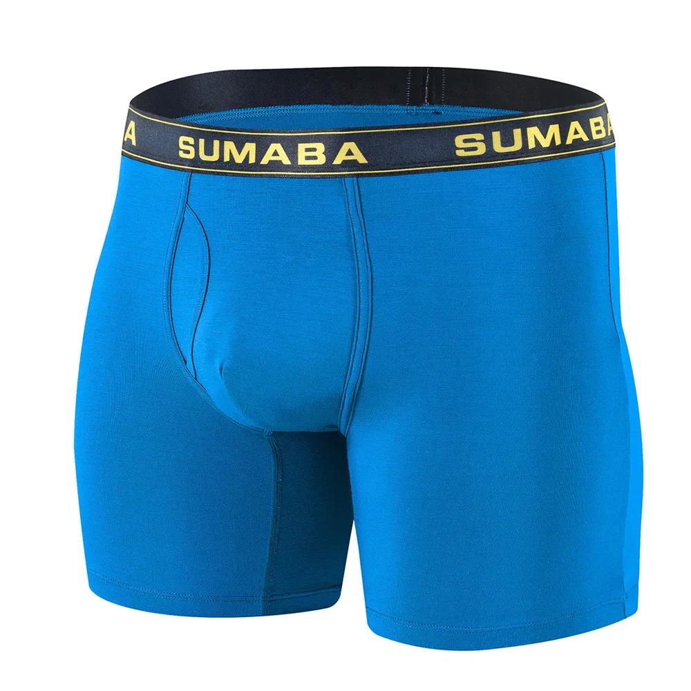 Jinshi Men's Boxer Briefs Long Leg Bamboo Breathable Open Fly Boxers No Ride Up With Flex Waistband Boxers