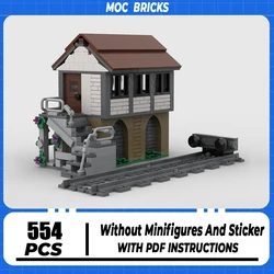 Railway Train Model Model Moc Building Bricks Railway Signal Box Technology Modular Blocks Gifts Christmas Toys DIY Assembly