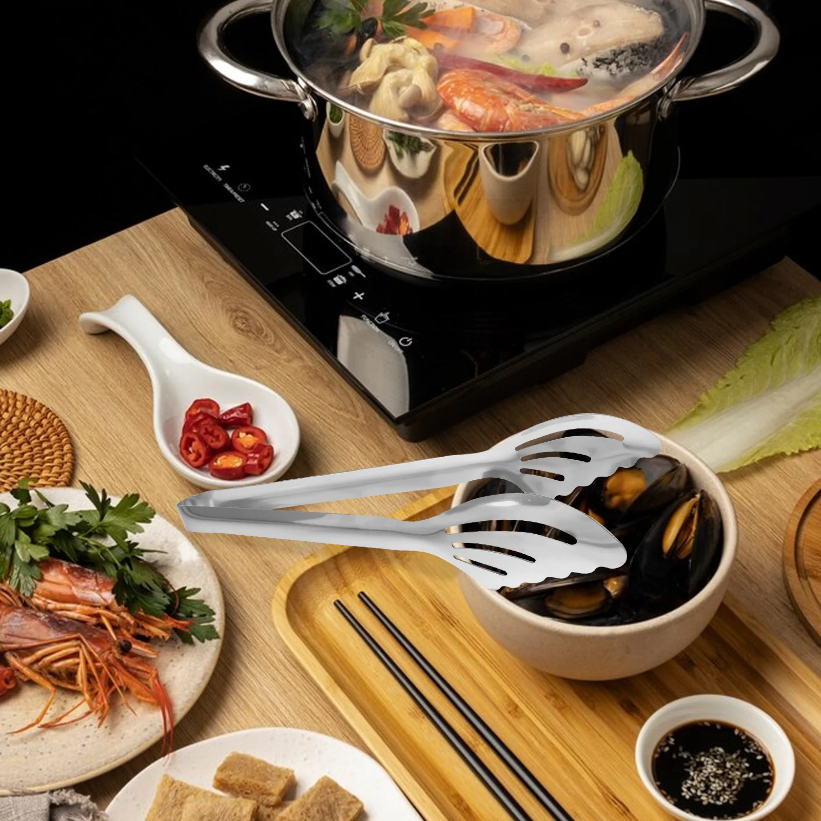 

Stainless Steel Food Tongs Bbq Grilling Bread Picking Clip Kitchen Tool for Salad Meat Pasta Fruits Dessert Buffet Catering