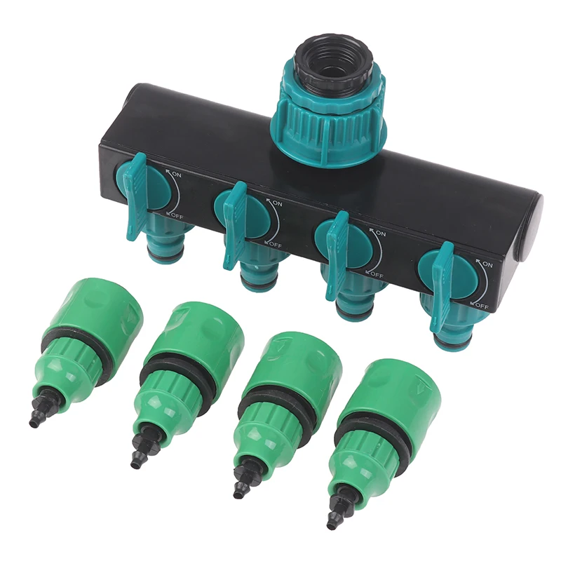 

1 Set Garden Irrigation 4-way Tap Hose Splitter Garden Watering Drip 4/7 Or 8/11 Hose Fittings Pipe Connector Irrigation Set New