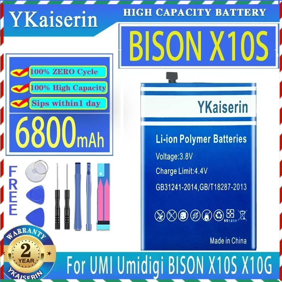 YKaiserin 6800mAh Replacement Battery For UMI Umidigi BISON X10S X10G Mobile Phone Batteries