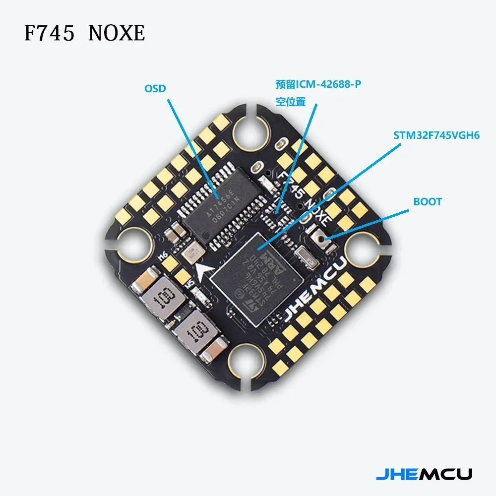 JHEMCU F745 Mini Flight Controller Stack ICM-42688-P F745 Flight Controller AM32 60A 4in1 ESC 3-6S for RC FPV Drones