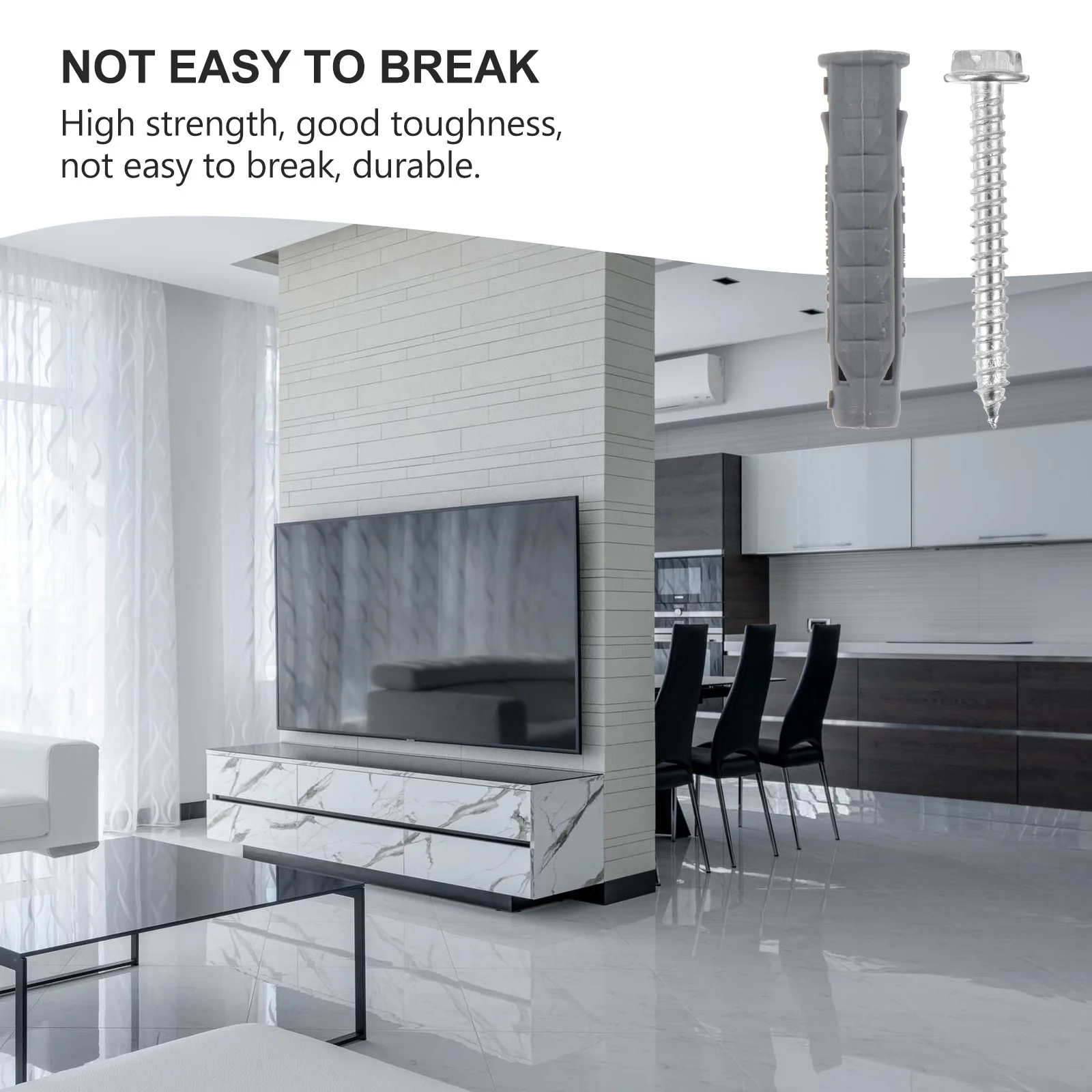 

6Pcs Installation Expansion Screws Rust Resistant Carbon Steel with Tough Plastic Anchors for Secure Mounting Applications