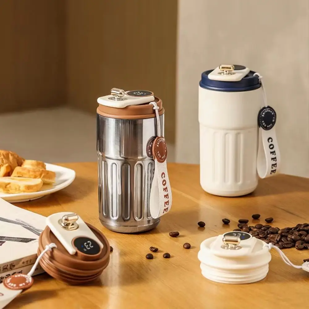 

450ML Thermal Water Bottle Portable Large Capacity Coffee Thermos Cup Digital Creative Outdoor Insulated Mug Kitchenware