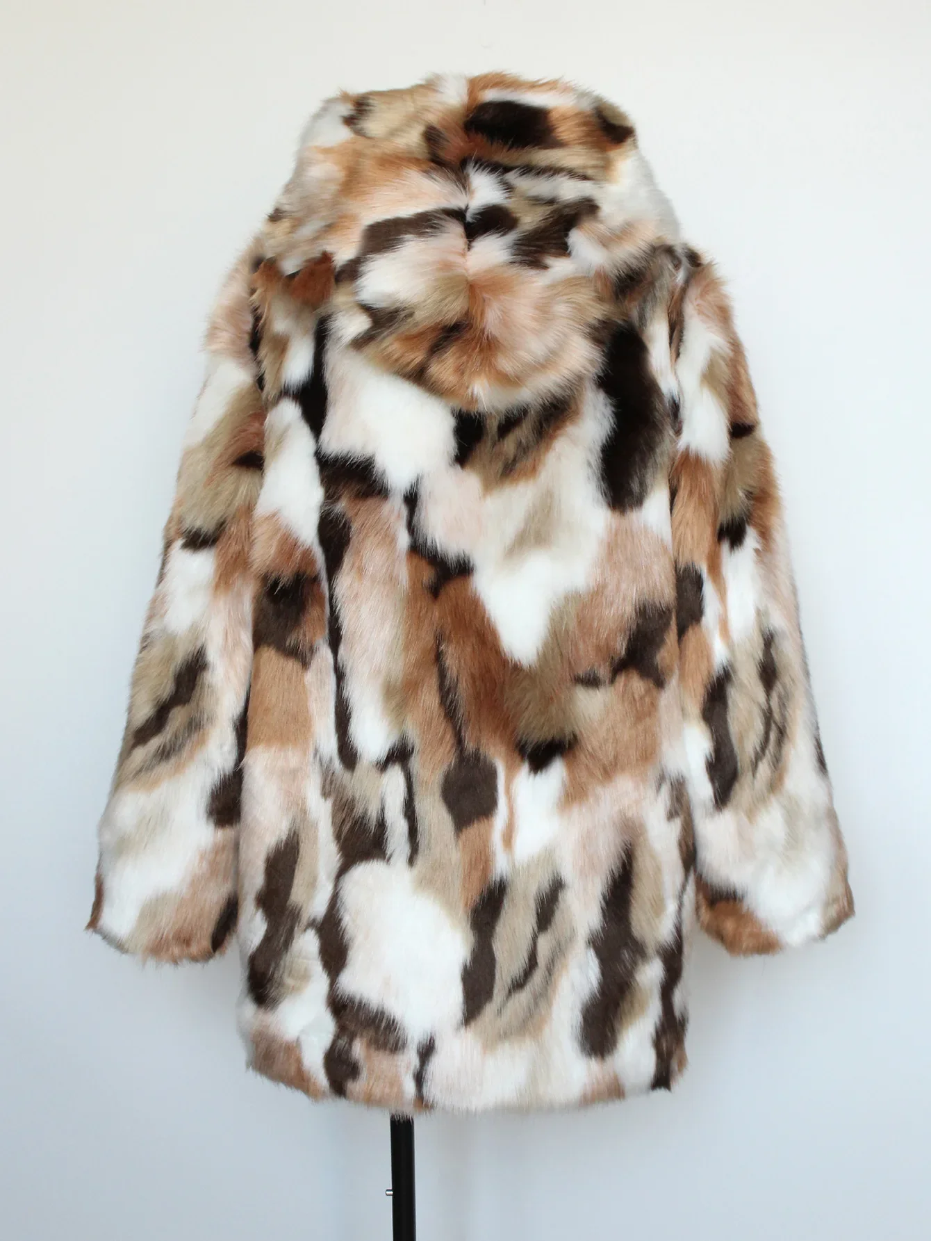 Europeo Americano Autunno Inverno Nuovi Uomini di Moda Color-codificato Casual Alla Moda Allentato Manica Lunga Con Cappuccio Cappotti di Pelliccia Sintetica Maschile Magliette E Camicette