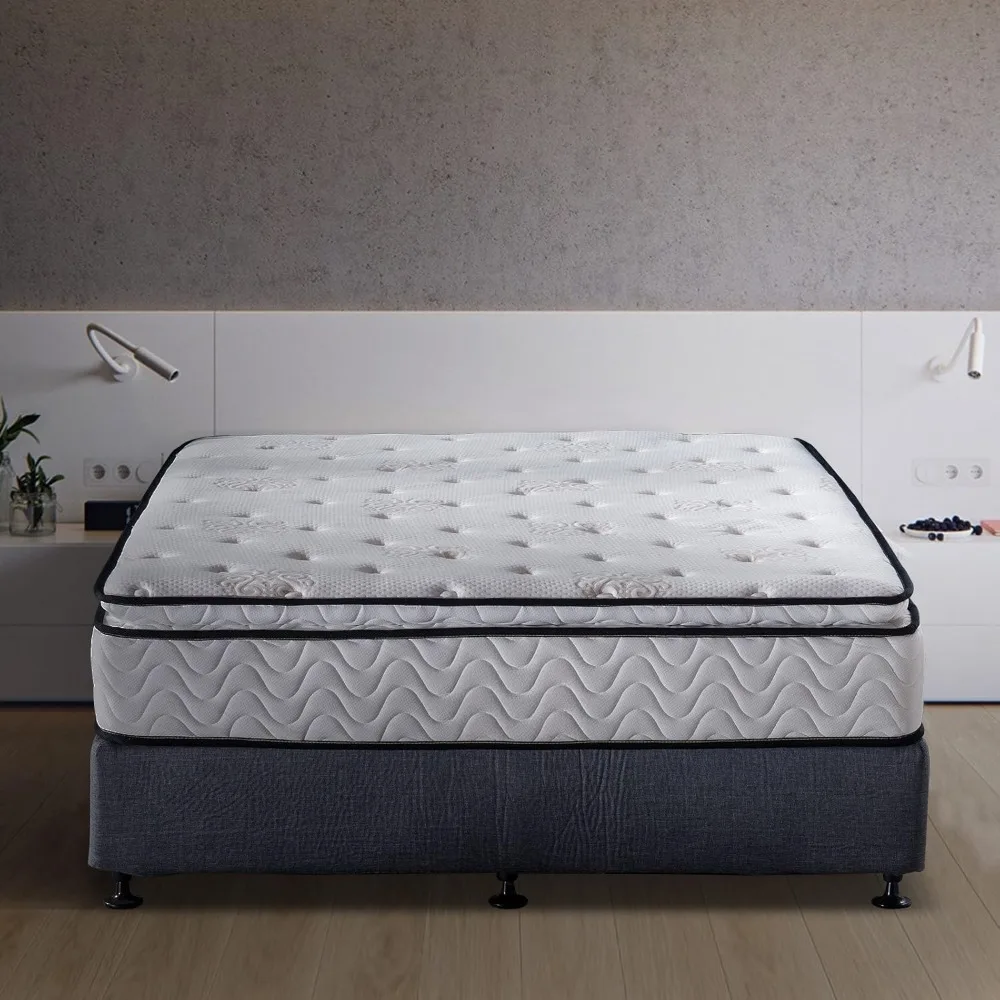 

Short Queen Mattress 11.4 Inches Memory Foam Mattress Pillow Top Pocket Spring Hybrid Bed Mattresses