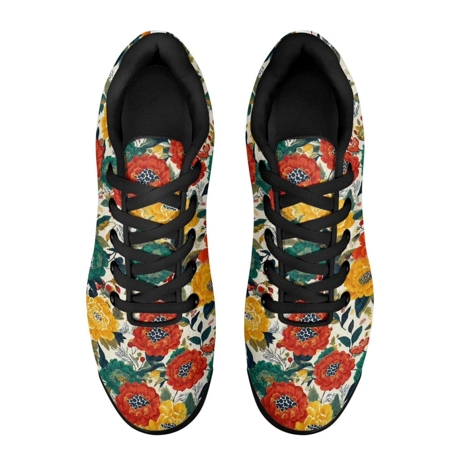 PENSTROLL Vintage Flowers Lightweight Tennis Sneakers for Men Mesh Shock-Absorbing Running Sneakers Athletic Shoes