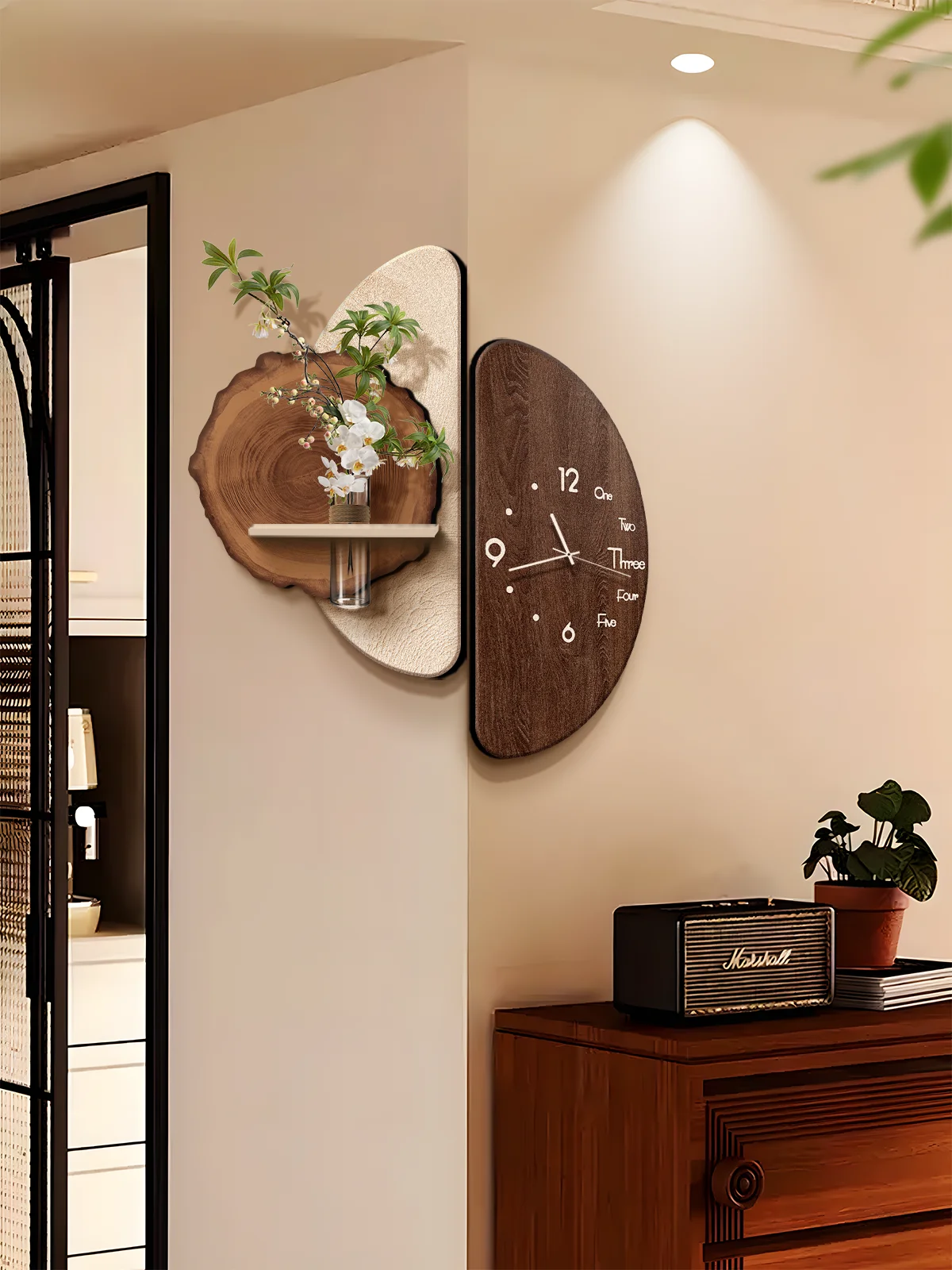 

Medieval Style Living Room Decorative Painting Corner Clock Log Wind Creative Corner Painting Clock Corner Wall Clock