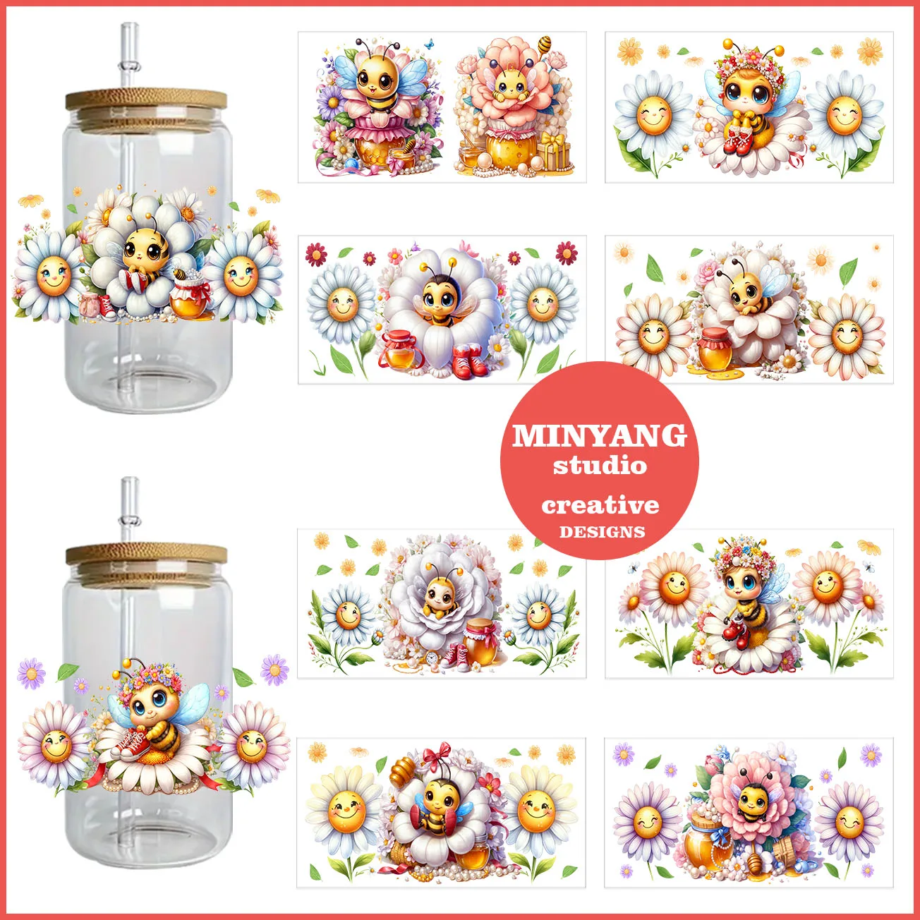 Cartoon easy to peel off waterproof DIY sticker 3D transfer uvdtf crystal sticker 16 oz uvdtf cup cover suitable for  glasses