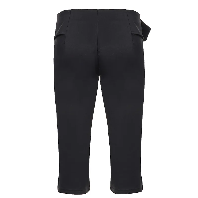 retro punk style buckle metal ring decoration street style casual tight pants