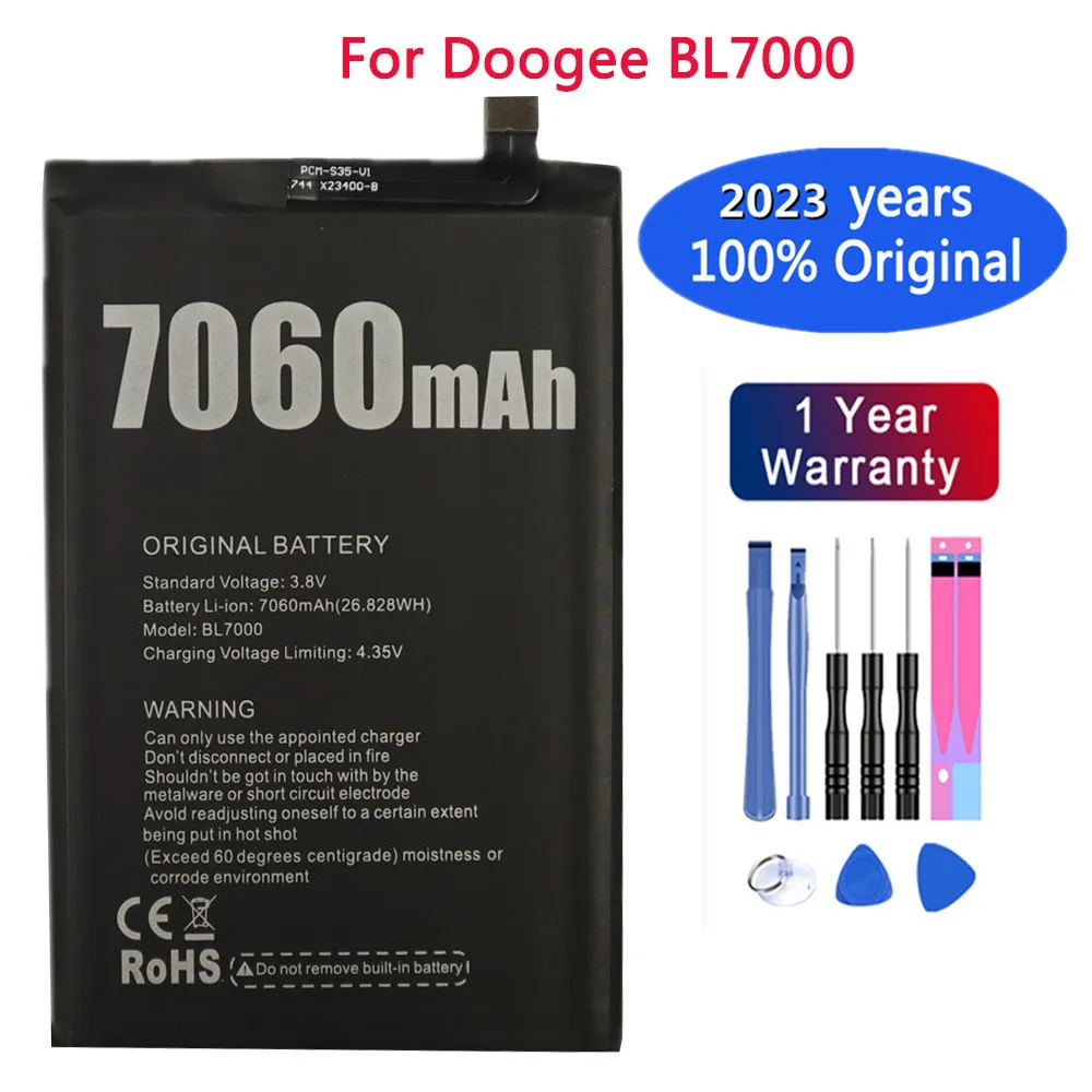 

2023 years High Quality 100% New 7060mAh BL 7000 Original Battery For Doogee BL7000 Mobile Phone Replacement Batteries + Tools