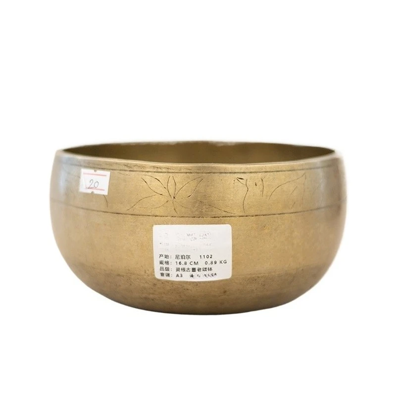 

[1102] 16.8 CM 0.89 KG Tone A3 Nepalese Handmade Lingroot Antique Old Bowl