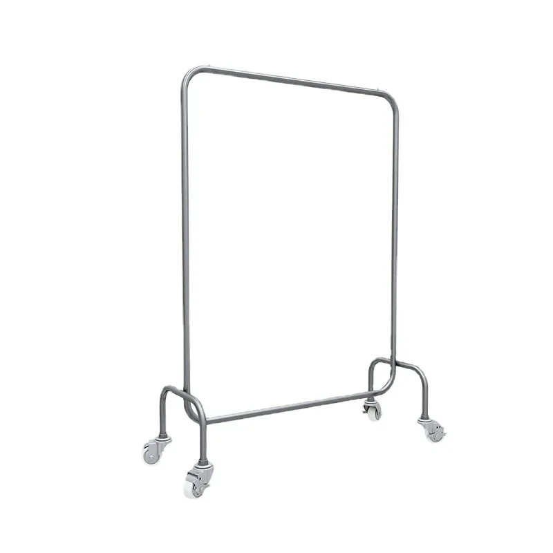 Light luxury stainless steel floor-to-ceiling hanger, Nordic home bedroom corner coat rack, clothing store with wheels