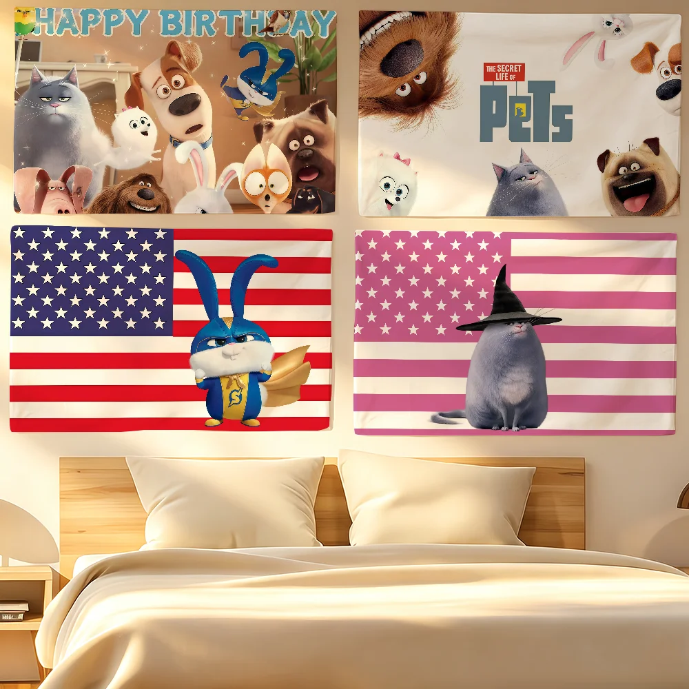 Cartoon T-THE SECRET LIFE OF P-PETS Flag For Sports Matches  Games Parade Rally Holiday Festival Backyard Balcony Club Bar Decor