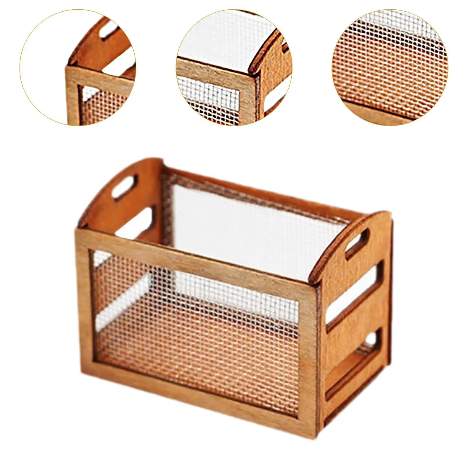 1:12 Dollhouse Mini Wooden Basket Storage Rack Pretend Play Props Gift Wooden Furniture Furniture Accessories for Living Room