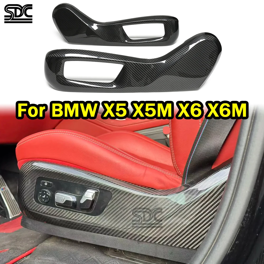 

For BMW X5M X6M F96 F95 Competition G05 X5 G06 X6 Real Dry Carbon Fibre Seat Side Control Trim Covers 2 Pcs/set Add on