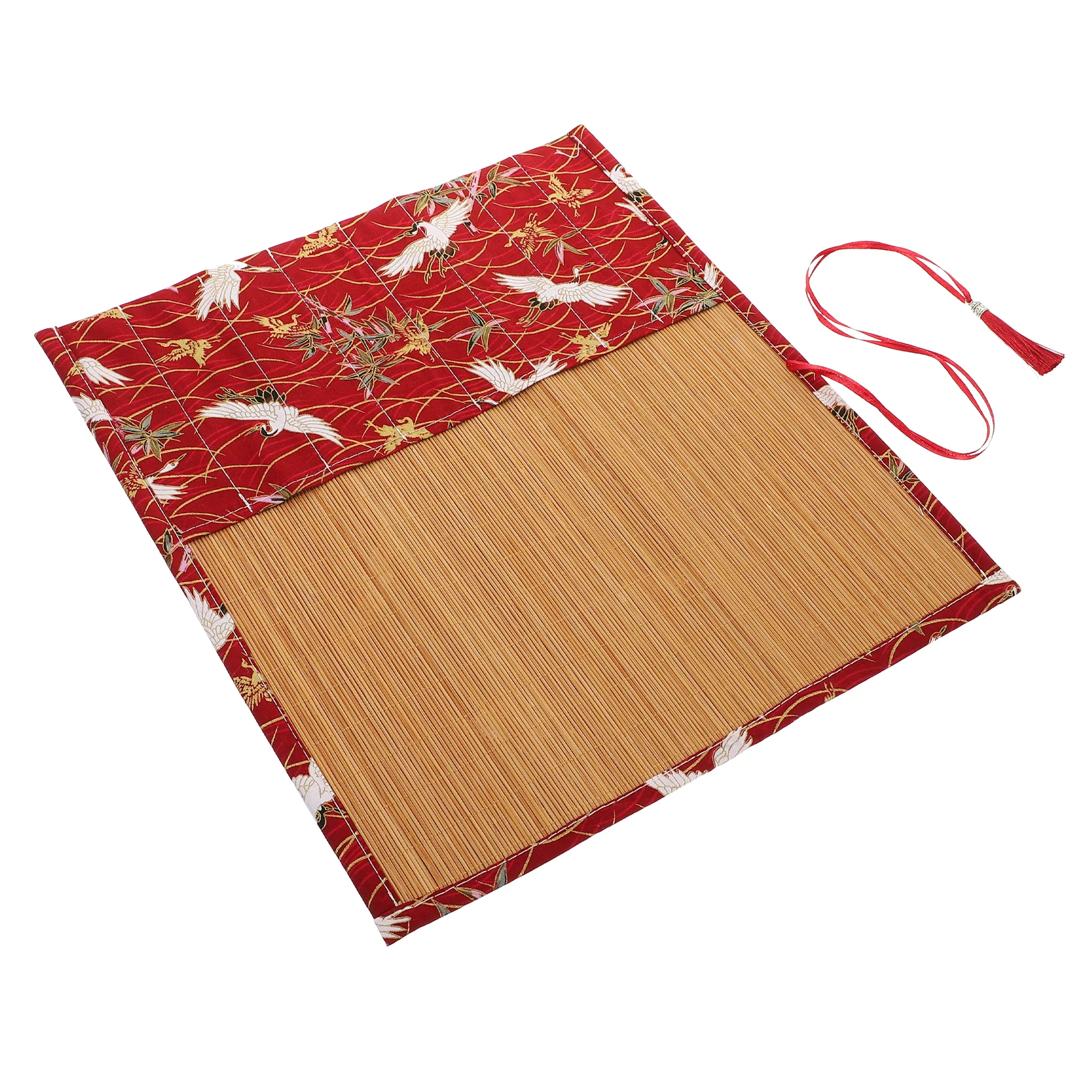 

Bamboo Cloth Chinese Calligraphy Brush Roll Up Wrap Large Capacity Pen Bag Art Supplies Organizer Pencil Roll Fountain Pen Case