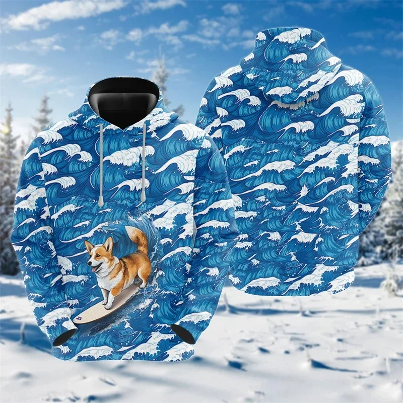 

2025 г., спортивная одежда с узором вельш корги, Harajuku, модная толстовка с 3D принтом для домашних животных, мужская повседневная гавайская женская одежда Y2k, топ