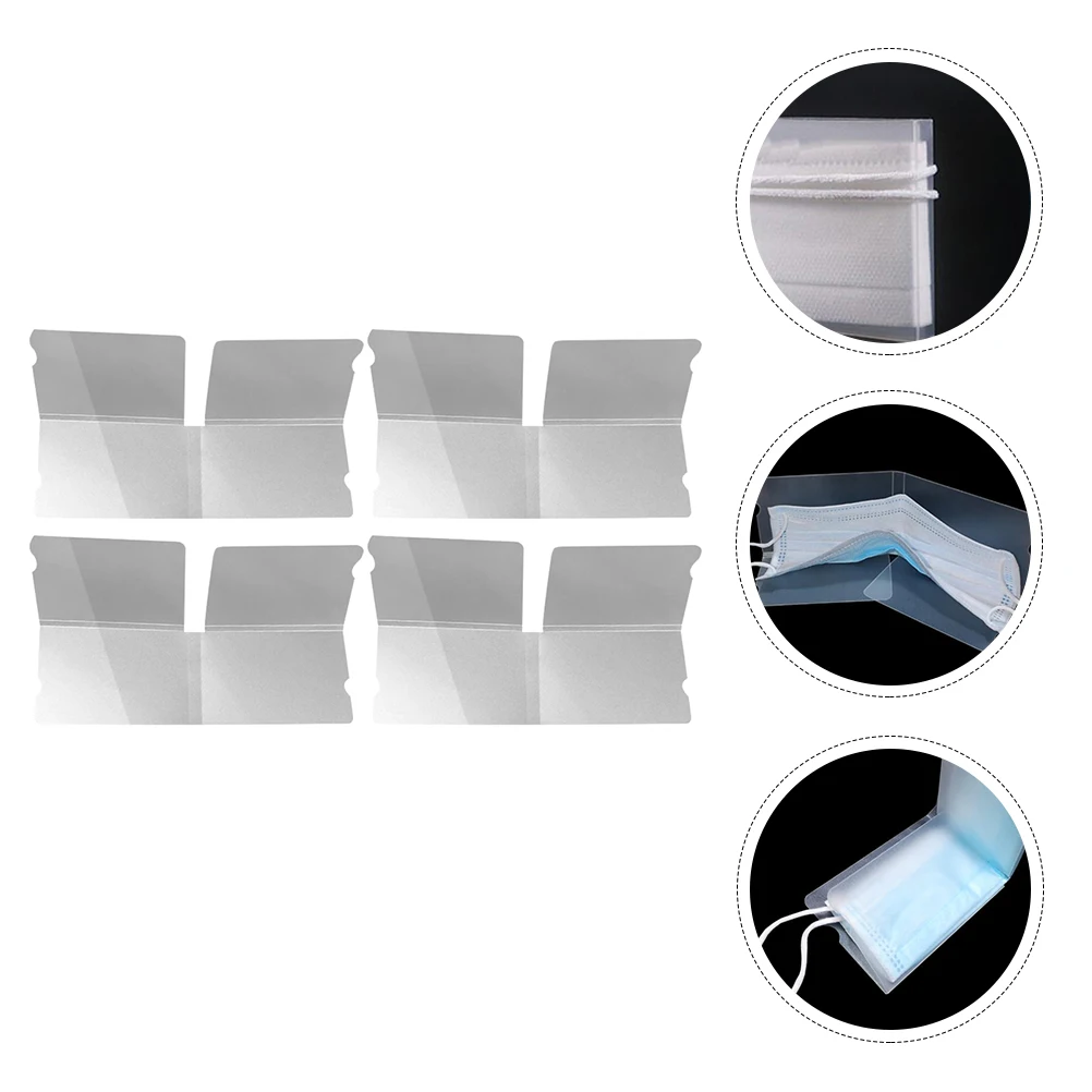 

4pcs Mask Storage Holder Portable Mask Storage Clip Creative Storage Box Transparent Container (Transparent)