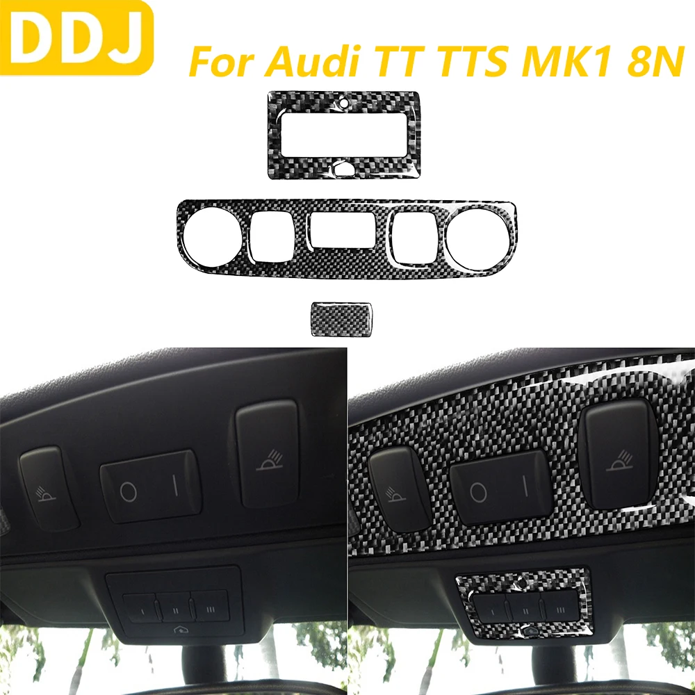 For Audi TT TTS MK1 8N 2001-2006 Convertible Carbon Fiber  Front Roof Reading Light Lamp Panel Cover Car Accessories Sticker