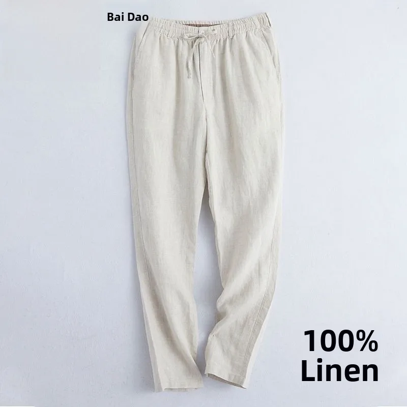 

Loose Cotton Linen Men's Casual Pants Straight Leg Summer Spring High End Long Thin Comfortable Breathable Men's Trousers