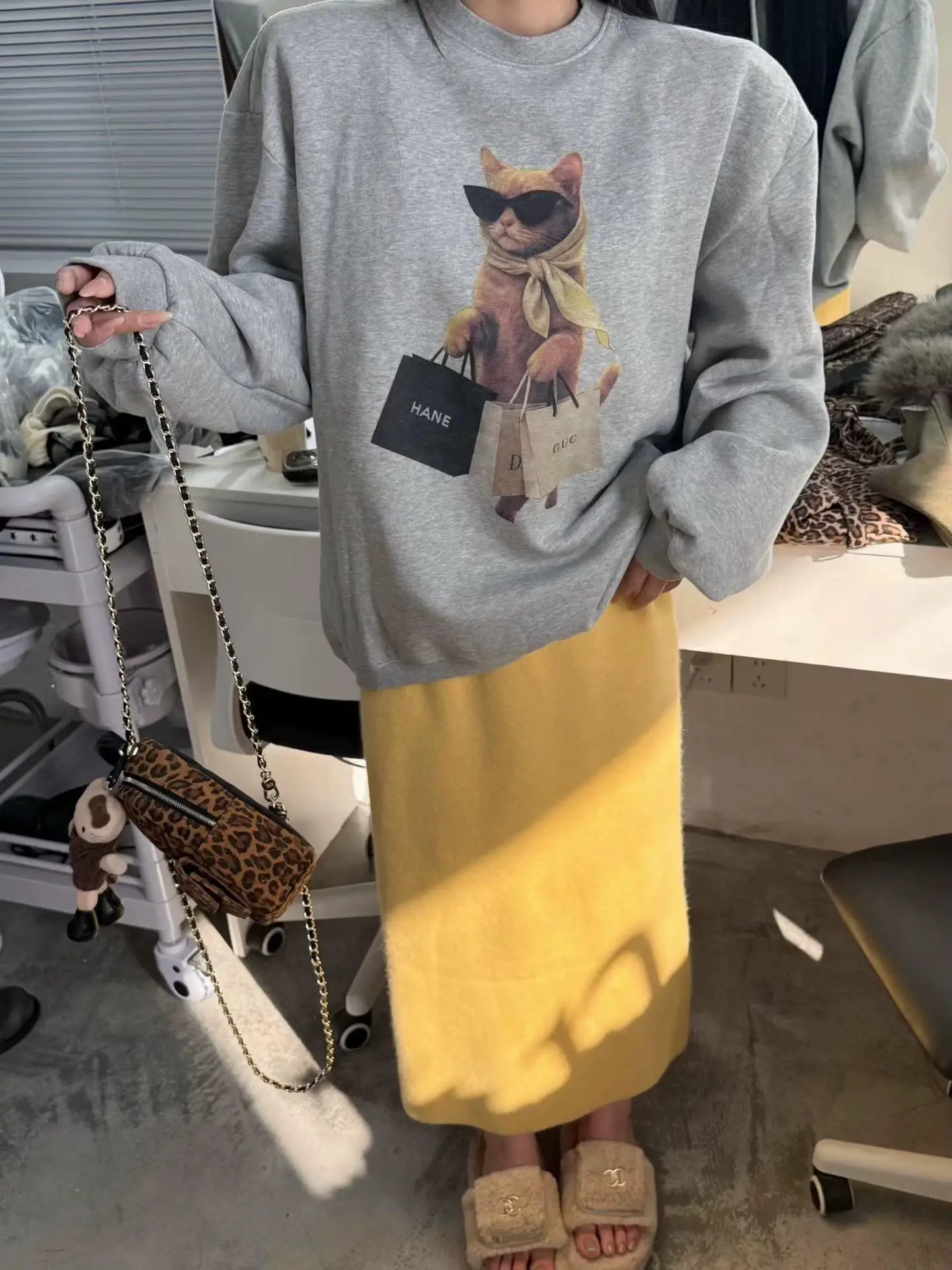 

Loose Women's Fce Lined Sweatirt Casual Print Comfortable Long Sve round Ne Pullover Korean Sle Autumn Winter...