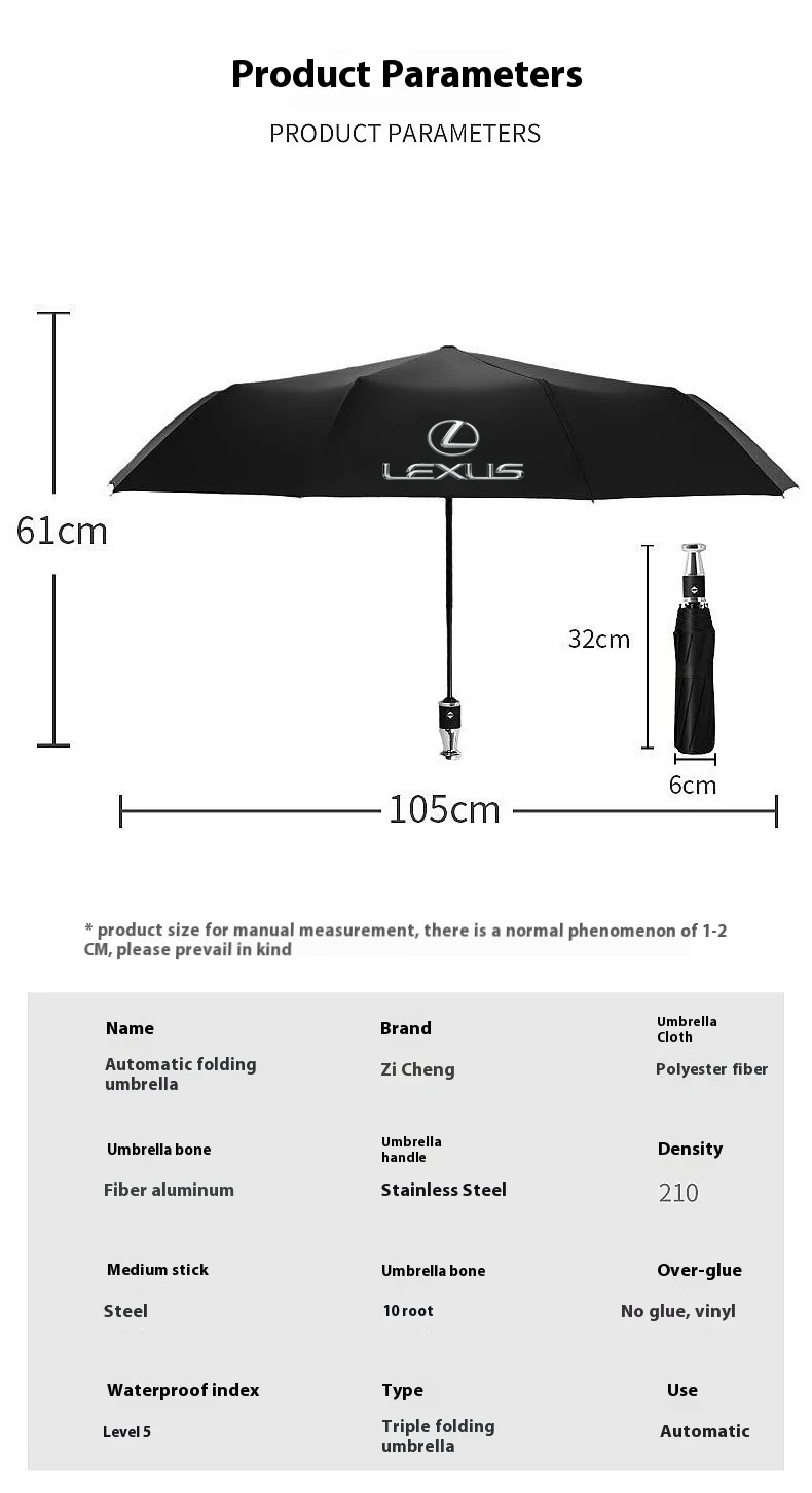 Auto Automatischer zusammenklappbarer winddichter Sonnenschirm Regenschirm Lexus Fsport CT200h ES GS GX IS300 LS LM LX LX470 LX570 NX RX300 RX450 UX