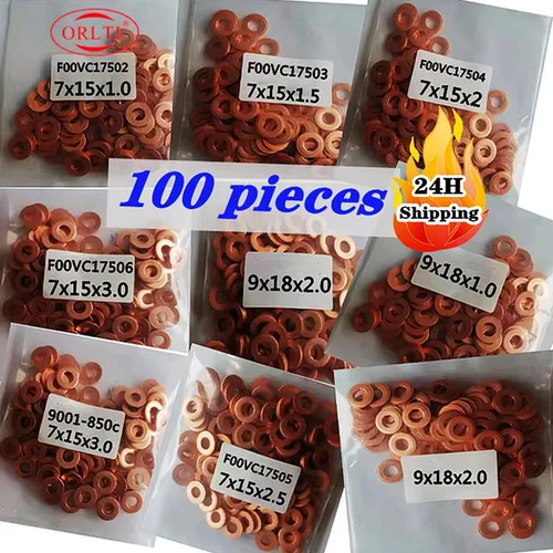 100 Uds F00VC17506 9001-850Cboquilla de inyector arandela de cobre F00VC17505 F00VC17504 diésel F00VC17502 para cuñas Bosch Delphi