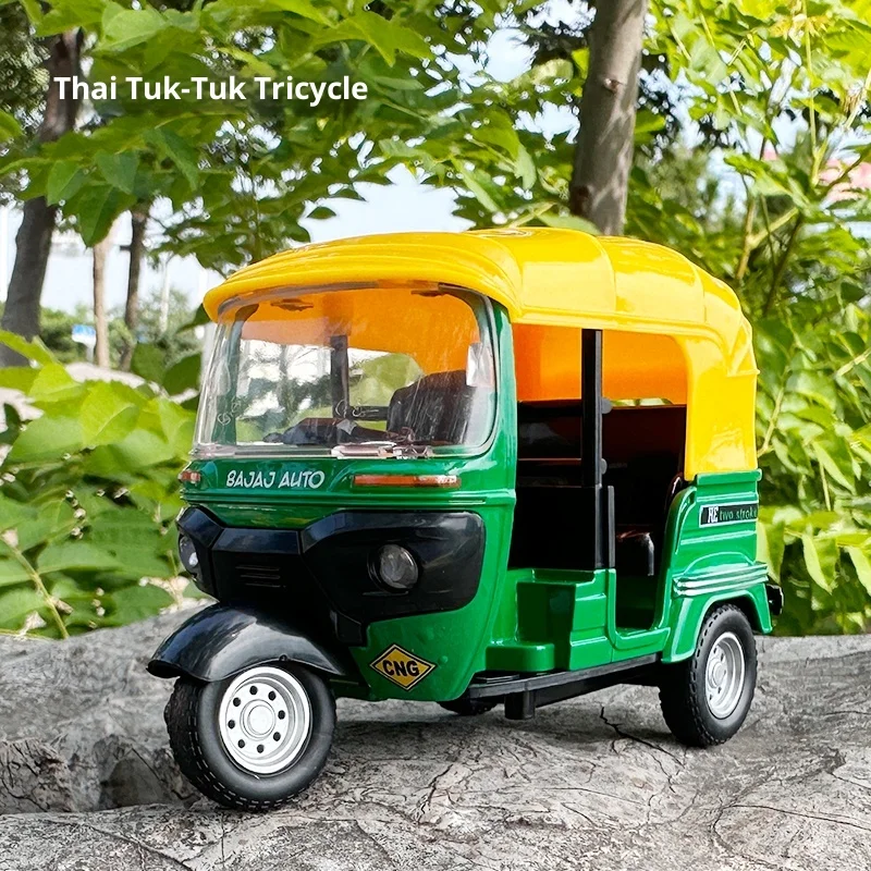 

Alloy ATV Four-Wheel Motorcycle Model Vintage Side-By-Side Trike Toy Tuk-Tuk Thai Three-Wheel Car Remote Control Toy