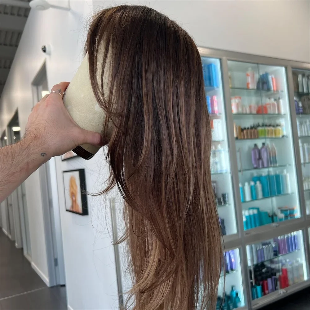 

Ombre Brown Body Wave 14inch 5*5 Lace Front Hair 100% Human Hair Wig 150 Density with Baby Hair Pre-Plucked Soft Hair Wig
