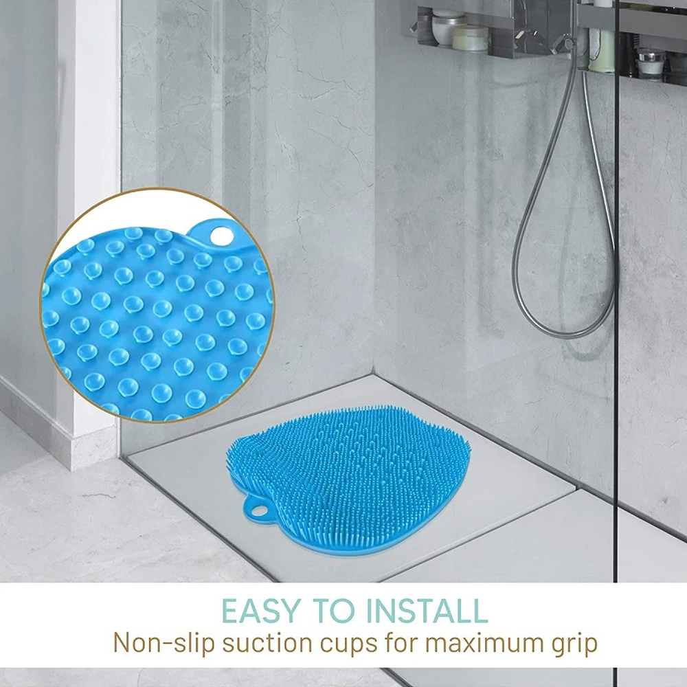 Large Shower Foot Scrubber Mat,Foot Circulation & Relieve Tired Feet, Foot Scrubber for Use In Shower with Non-Slip Suction Cups