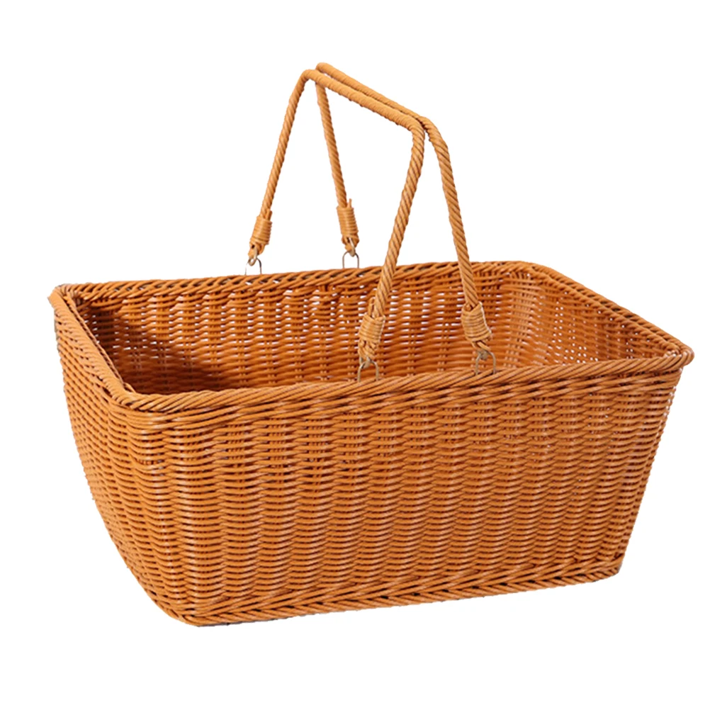 

Woven Shopping Basket Storage Baskets Rattan Hamper Creative Simulation Decorative Picnic Flower Large Capacity Safe