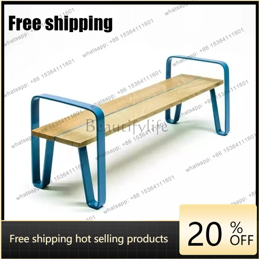 XX Outdoor Park Chair Outdoor Open-air Preservative Wood Plastic Wood Casual Iron Seat Bench