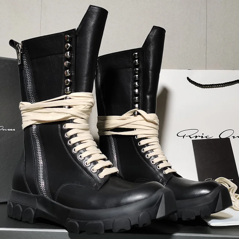 

Highstreet Brand R0 2022s Black Boots Men's Shoes Sneaker Men's Casual Black Shoes Couple Height Increasing Boots