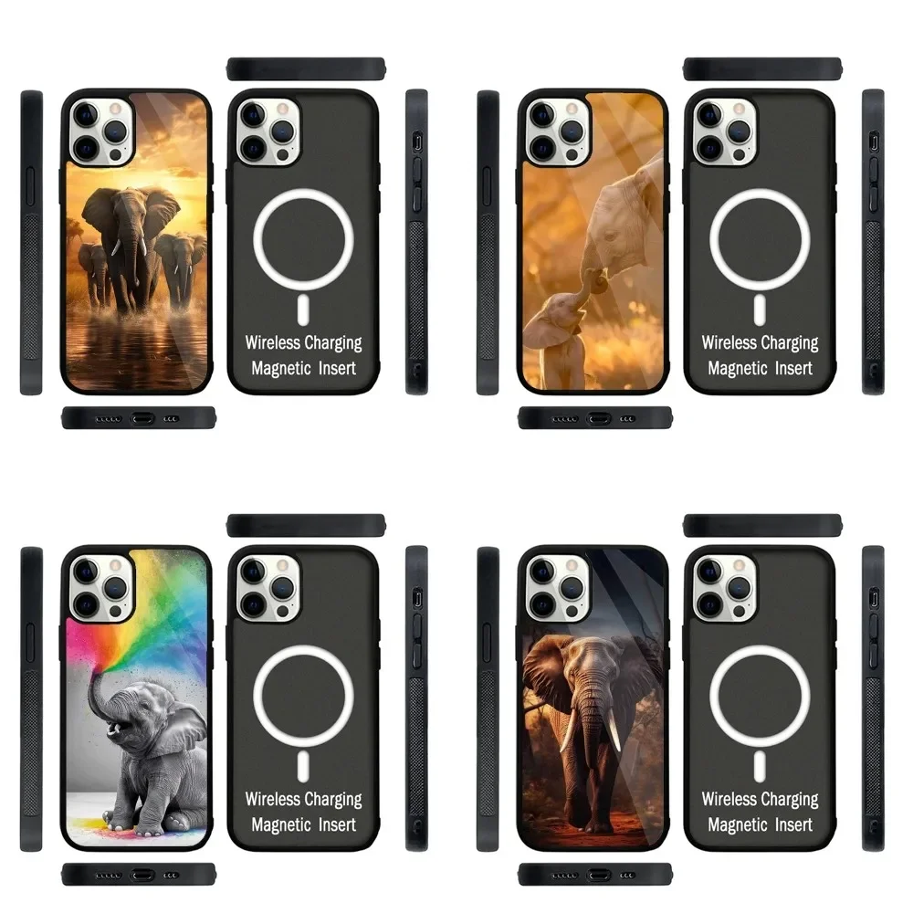 

Animal Elephant cute Phone Case Strong Magnetic For IPhone 16,15,14,13,Pro,Max,Plus,11,12,Mini For Magsafe Wireless Charging