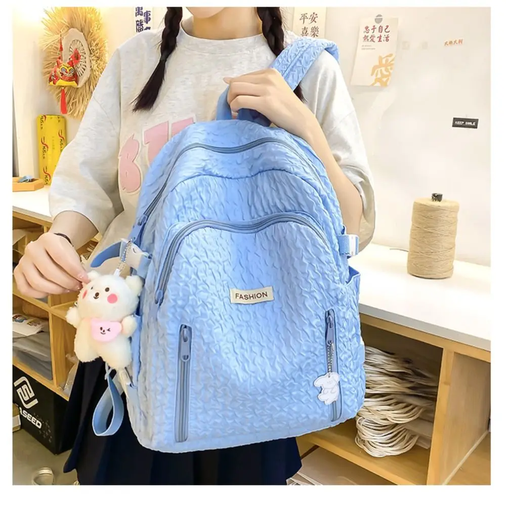 Soft Material Girls Schoolbags Black White Blue High School Size Large Capacity Backpack Boys Backpacks High School Students