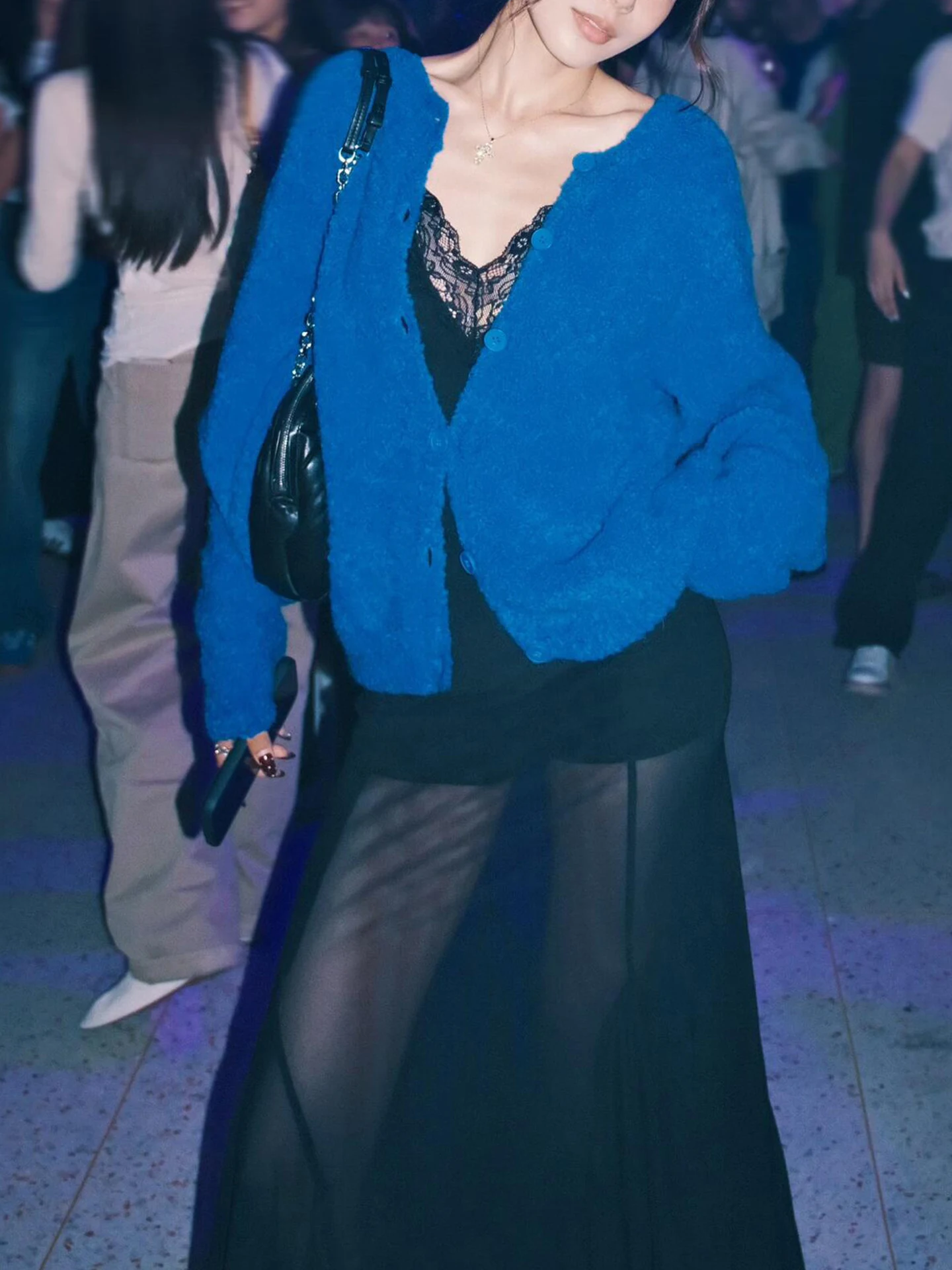 

MOSA Tri-Color Knitted Open Cardigan Women's Loose Layering round Ne Sweater Outerwear Casual Commute Sle Long Sve