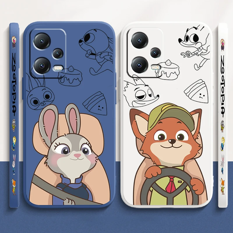 

Disney Zootopia Nick Judy Liquid Left Rope For Xiaomi Redmi Note 13 12 12S 12R 11 11T 11S 10 10S Pro Plus 5G Soft Phone Case