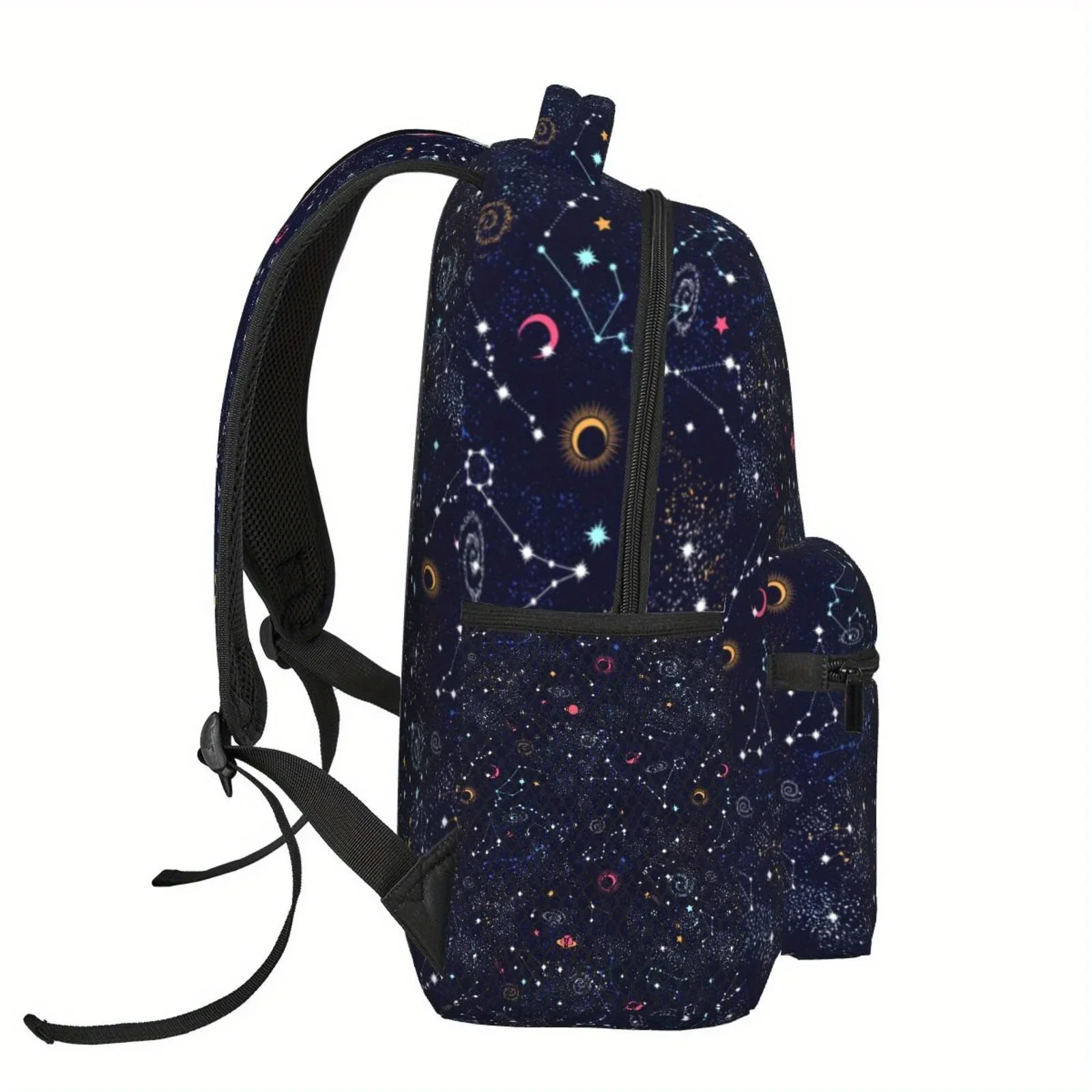 Custom Bag 1pc Starry Sky Universe Theme Backpack - Large Capacity, Lightweight Durable Polyester, Laptop Compartment, Zipper Cl
